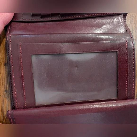 Vtg 80/90's Gary's Leather Brown Bifold Wallet Genuine Calf Leather Kiss Lock - Picture 6 of 14